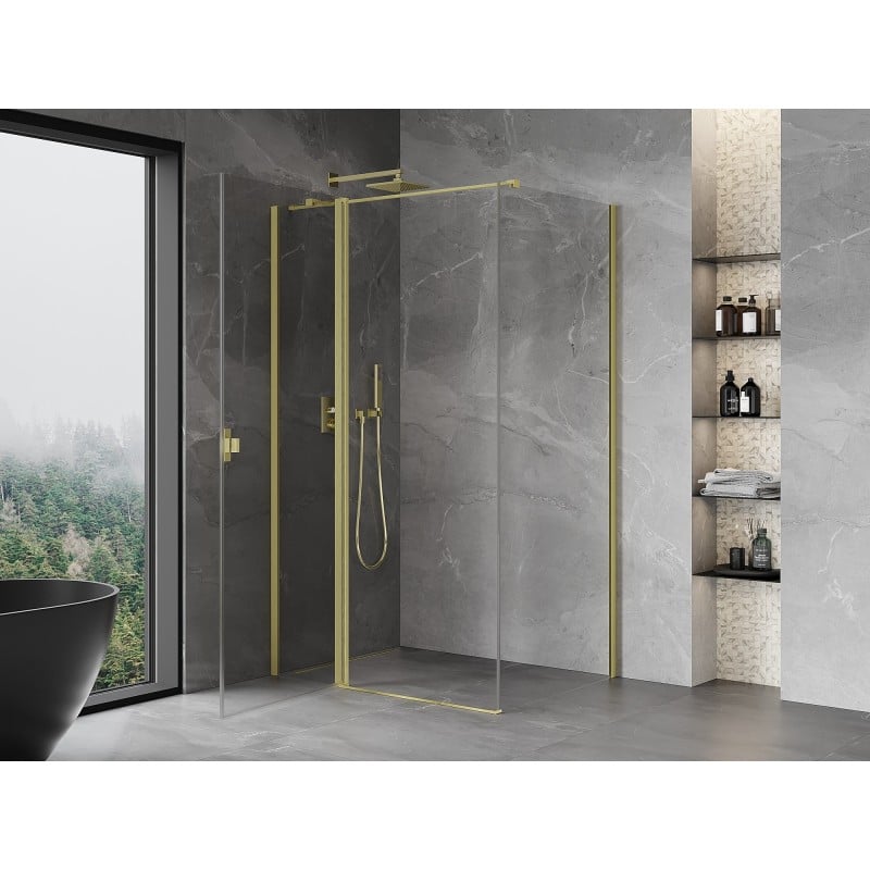 Mexen Mist T Duschkabine Pendeltür 95 x 80 cm, transparent, gebürstetes Gold - 8A4T-095-080-55-00