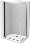 Mexen Pretoria Duschkabine, 100 x 90 cm, transparent, schwarz + Duschwanne Flat - 852-100-090-70-00-4010B
