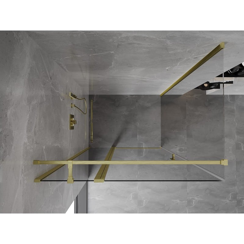 Mexen Mist T Duschkabine klappbar 70 x 85 cm, transparent, gebürstetes Gold - 8A4T-070-085-55-00