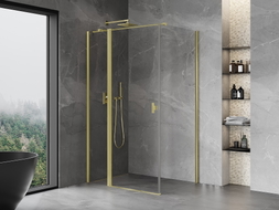 Mexen Mist T Duschkabine schwenkbar 115 x 85 cm, transparent, gebürstetes Gold - 8A4T-115-085-55-00