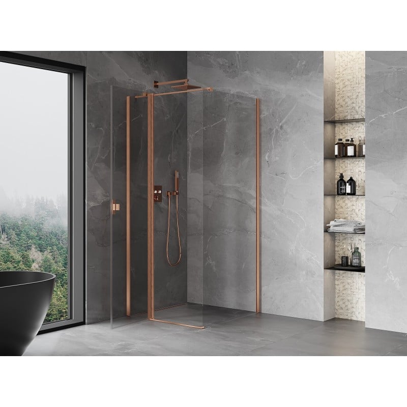 Mexen Mist T Duschkabine schwenkbar 100 x 100 cm, transparent, gebürstetes Kupfer - 8A4T-100-100-65-00