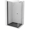 Mexen Pretoria Duschkabine, schwenkbar 70 x 80 cm, transparent, schwarz + Duschwanne Flat, schwarz - 852-070-080-70-00-4070B