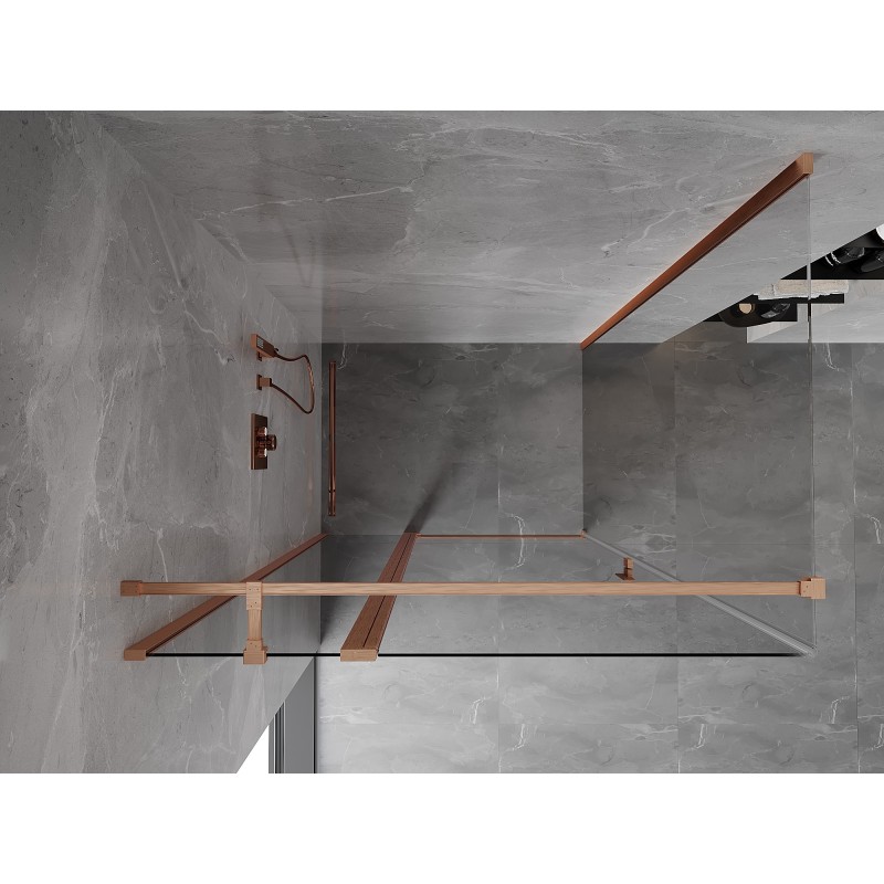 Mexen Mist T Duschkabine, Schwingtür, 115 x 80 cm, transparent, gebürstetes Kupfer - 8A4T-115-080-65-00