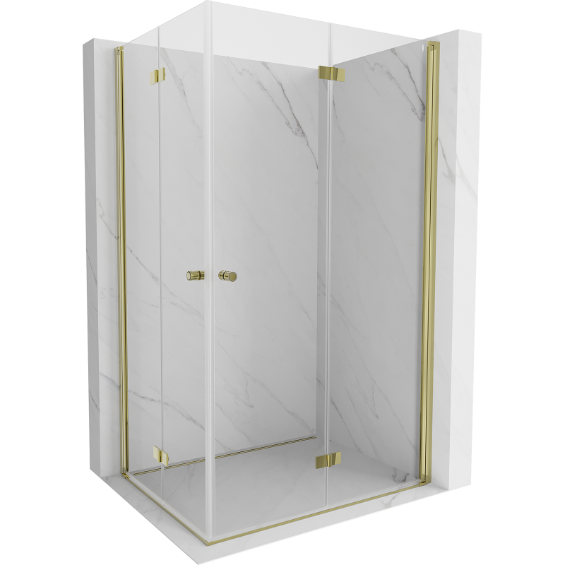 Mexen Mist-F Duo Duschkabine klappbar rechts 80 x 100 cm, transparent, gold - 8A6-080L-100P-50-00