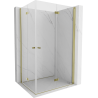 Mexen Mist-F Duo klappbare Duschkabine rechts 70 x 90 cm, transparent, gebürstetes Gold - 8A6-070L-090P-55-00