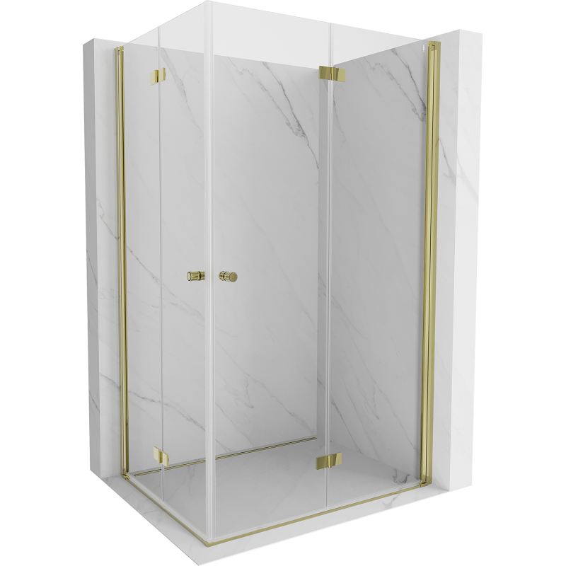 Mexen Mist-F Duo faltbare Duschkabine rechts 80 x 110 cm, transparent, gebürstetes Gold - 8A6-080L-110P-55-00