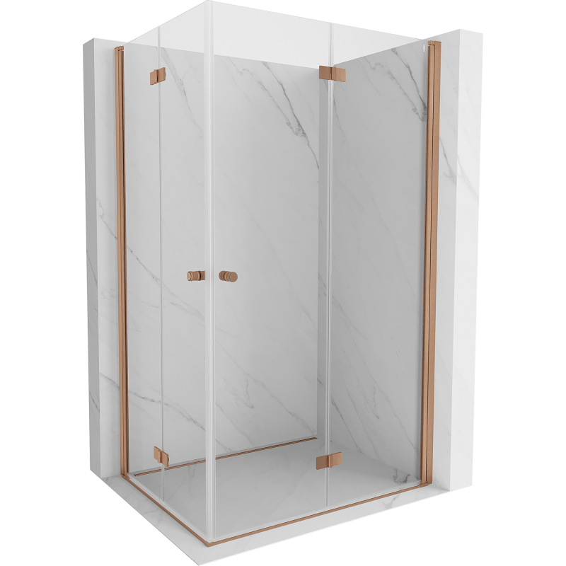 Mexen Mist-F Duo Faltbare Duschkabine rechts 70 x 85 cm, transparent, gebürstetes Kupfer - 8A6-070L-085P-65-00