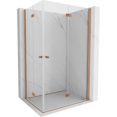 Mexen Mist-F Duo faltbare Duschkabine rechts 70 x 100 cm, transparent, gebürstetes Kupfer - 8A6-070L-100P-65-00