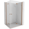 Mexen Mist-F Duo klappbare Duschkabine rechts 100 x 120 cm, transparent, gebürstetes Kupfer - 8A6-100L-120P-65-00