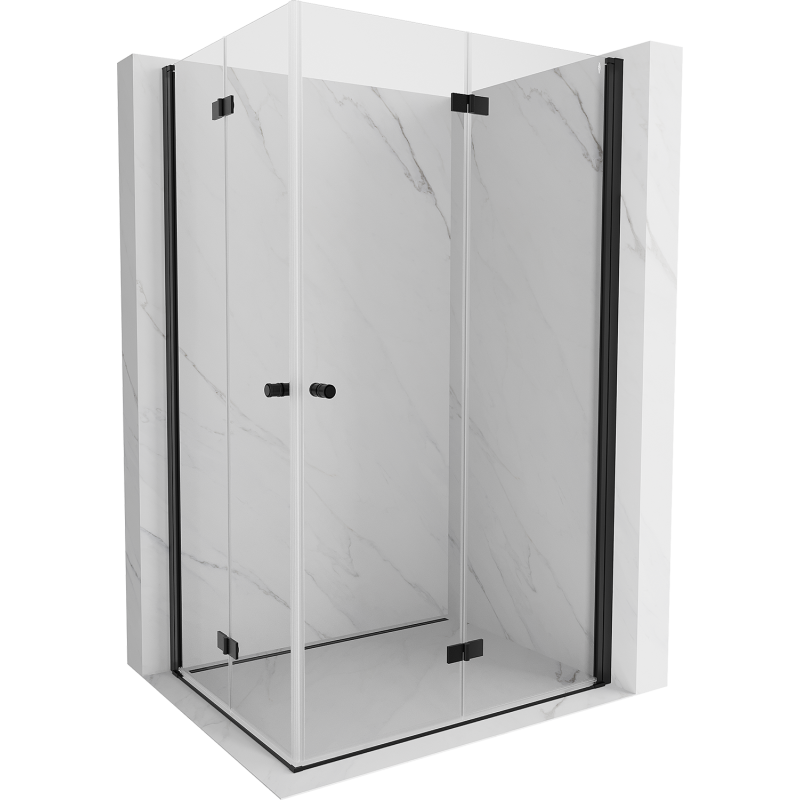 Mexen Mist-F Duo klappbare Duschkabine rechts 70 x 90 cm, transparent, schwarz - 8A6-070L-090P-70-00