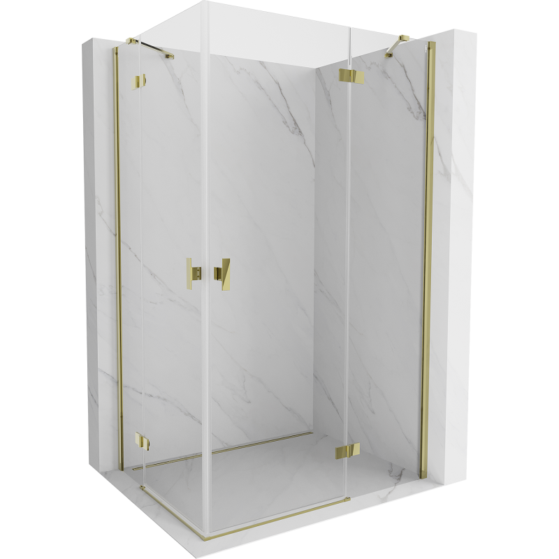 Mexen Mist-H Duo Duschkabine schwenkbar rechts 70 x 100 cm, transparent, gold - 8A5-070L-100P-50-00