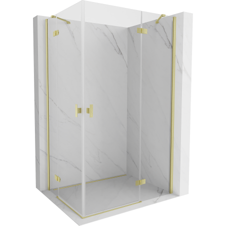 Mexen Mist-H Duo Duschkabine, rechts öffnend 80 x 90 cm, transparent, gebürstetes Gold - 8A5-080L-090P-55-00