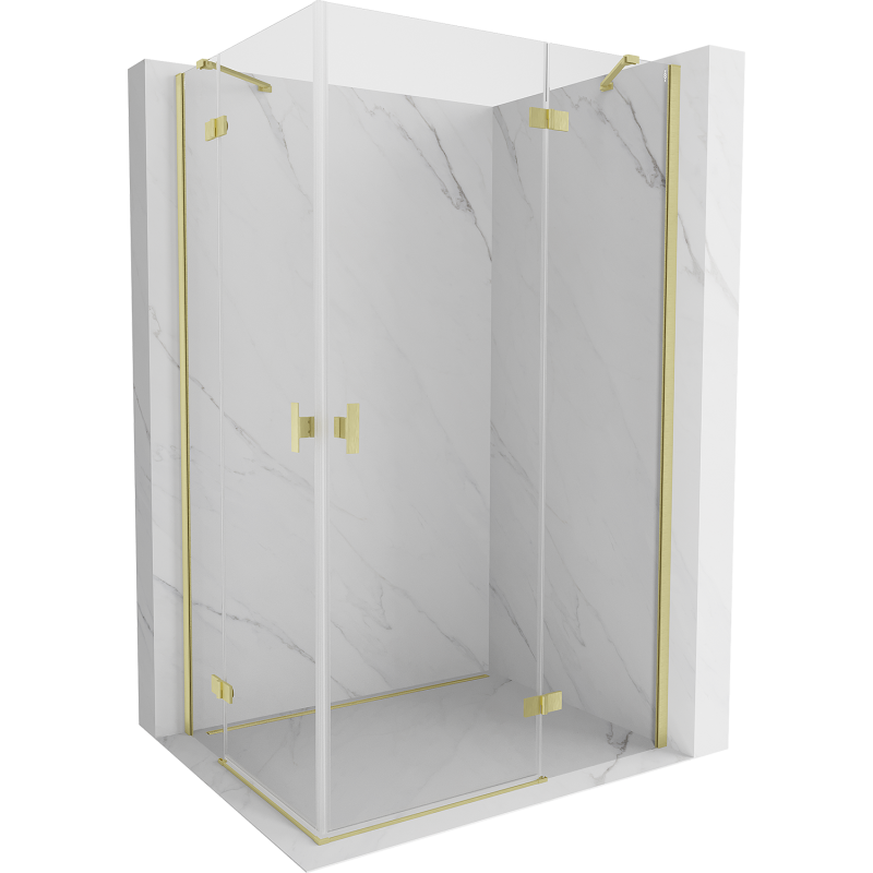 Mexen Mist-H Duo Duschkabine rechts öffnend 105 x 110 cm, transparent, gebürstetes Gold - 8A5-105L-110P-55-00