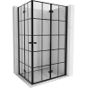 Mexen Mist-F Duo faltbare Duschkabine rechts 80 x 90 cm, schwarzes Gitter, schwarz - 8A6-080L-090P-70-77