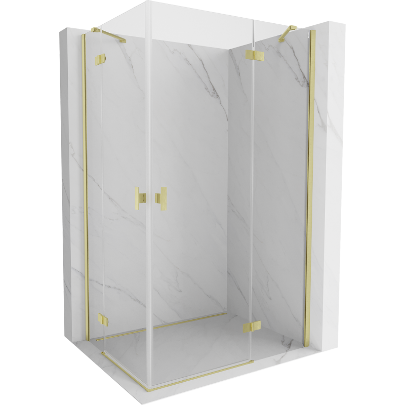 Mexen Mist-H Duo Pendeldusche rechts 90 x 115 cm, transparent, gebürstetes Gold - 8A5-090L-115P-55-00