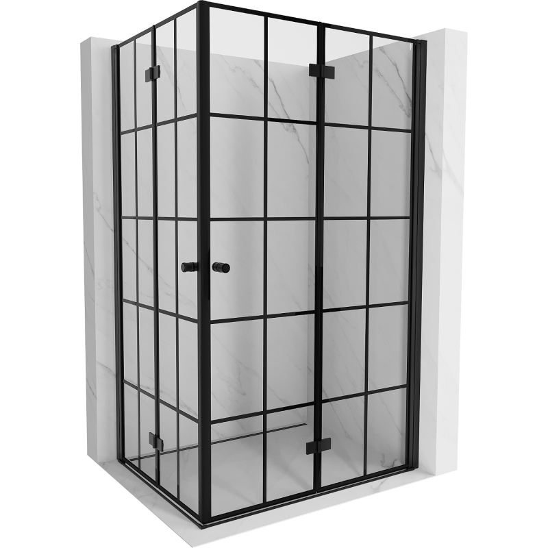 Mexen Mist-F Duo Duschkabine klappbar rechts 70 x 100 cm, schwarzes Gitter, schwarz - 8A6-070L-100P-70-77