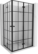 Mexen Mist-F Duo klappbare Duschkabine rechts 95 x 100 cm, schwarzes Gitter, schwarz - 8A6-095L-100P-70-77