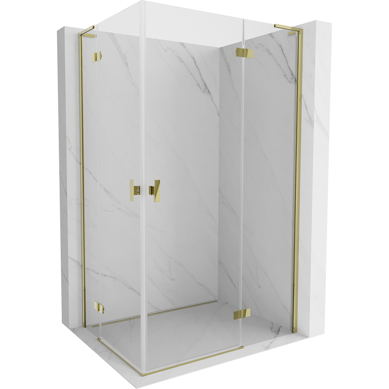 Mexen Mist-H L Duo Duschkabine schwenkbar rechts 75 x 80 cm, transparent, gold - 8A5L-075L-080P-50-00
