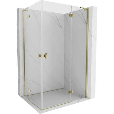 Mexen Mist-H L Duo Duschkabine Drehbar Rechts 100 x 110 cm, Transparent, Gold - 8A5L-100L-110P-50-00