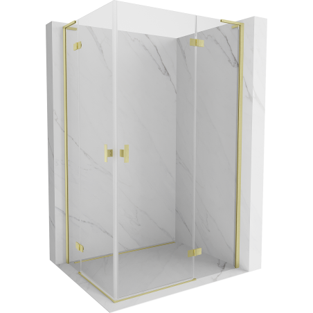 Mexen Mist-H L Duo Pendeltür-Duschkabine rechts 70 x 75 cm, transparent, gold gebürstet - 8A5L-070L-075P-55-00