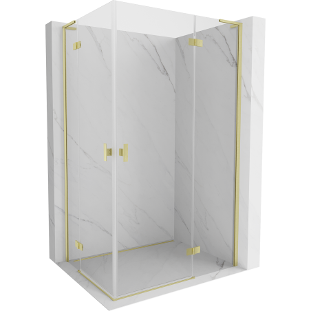 Mexen Mist-H L Duo Duschkabine schwenkbar rechts 85 x 90 cm, transparent, gebürstetes Gold - 8A5L-085L-090P-55-00