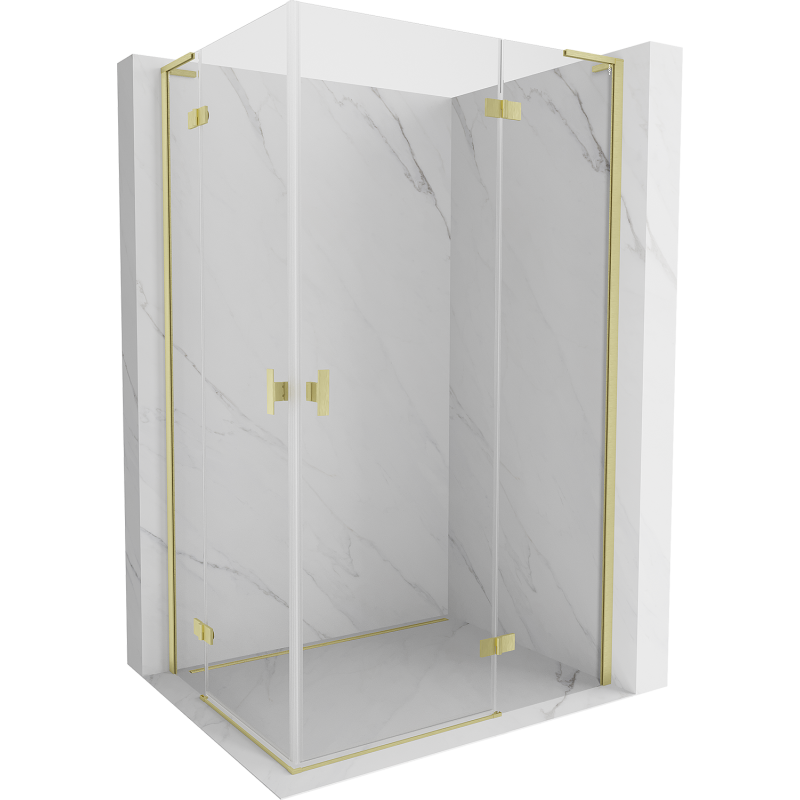 Mexen Mist-H L Duo Duschkabine, rechts öffnend, 70 x 100 cm, transparent, gebürstetes Gold - 8A5L-070L-100P-55-00