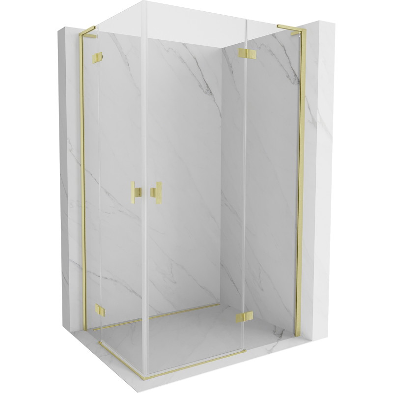 Mexen Mist-H L Duo-Duschkabine mit Schwingtür rechts 70 x 115 cm, transparent, gebürstetes Gold - 8A5L-070L-115P-55-00