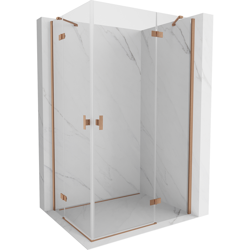 Mexen Mist-H Duo Duschkabine, rechts öffnend, 70 x 80 cm, transparent, gebürstetes Kupfer - 8A5-070L-080P-65-00