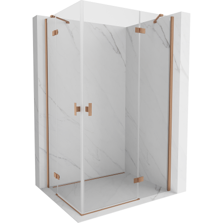 Mexen Mist-H Duo Duschkabine, rechts öffnend, 75 x 85 cm, transparent, gebürstetes Kupfer - 8A5-075L-085P-65-00
