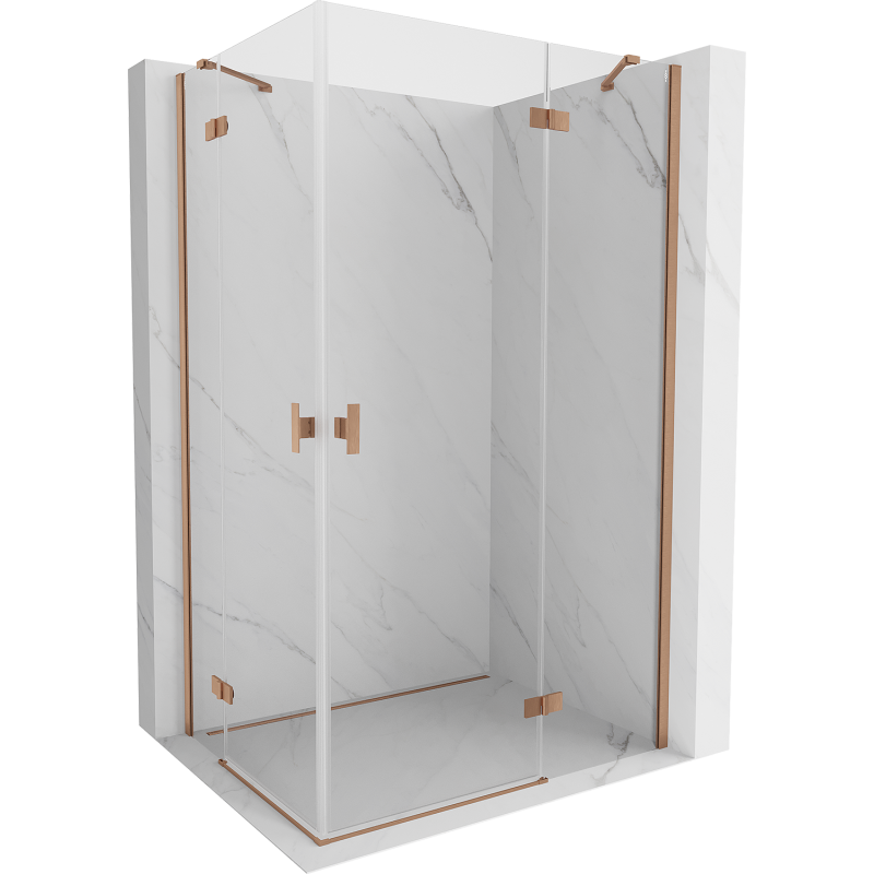 Mexen Mist-H Duo Duschkabine rechts öffnend 80 x 100 cm, transparent, gebürstetes Kupfer - 8A5-080L-100P-65-00
