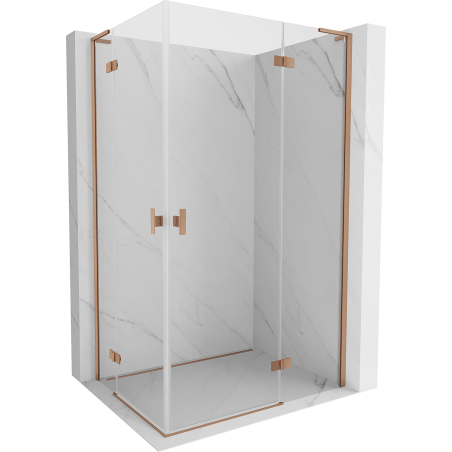 Mexen Mist-H L Duo Duschkabine rechts 80 x 100 cm, transparent, gebürstetes Kupfer - 8A5L-080L-100P-65-00