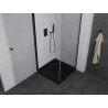 Mexen Pretoria Duschkabine, schwenkbar, 90 x 90 cm, transparent, schwarz + Flat Duschwanne, schwarz - 852-090-090-70-00-4070B