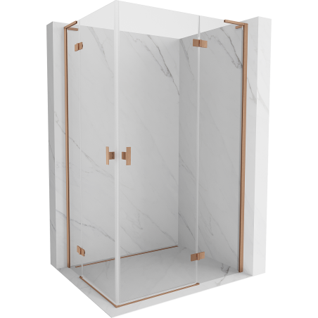 Mexen Mist-H L Duo Duschkabine mit rechter Tür 80 x 105 cm, transparent, gebürstetes Kupfer - 8A5L-080L-105P-65-00