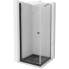 Mexen Pretoria Duschkabine, schwenkbar, 90 x 90 cm, transparent, schwarz + Flat Duschwanne, schwarz - 852-090-090-70-00-4070B