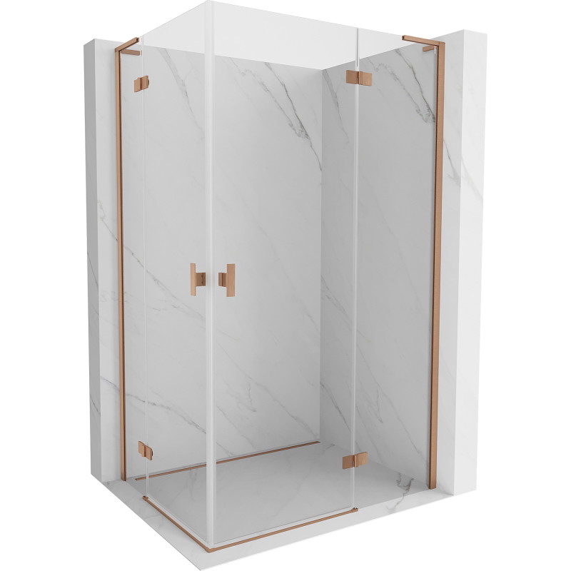 Mexen Mist-H L Duo Duschkabine rechts schwenkbar 95 x 115 cm, transparent, gebürstetes Kupfer - 8A5L-095L-115P-65-00