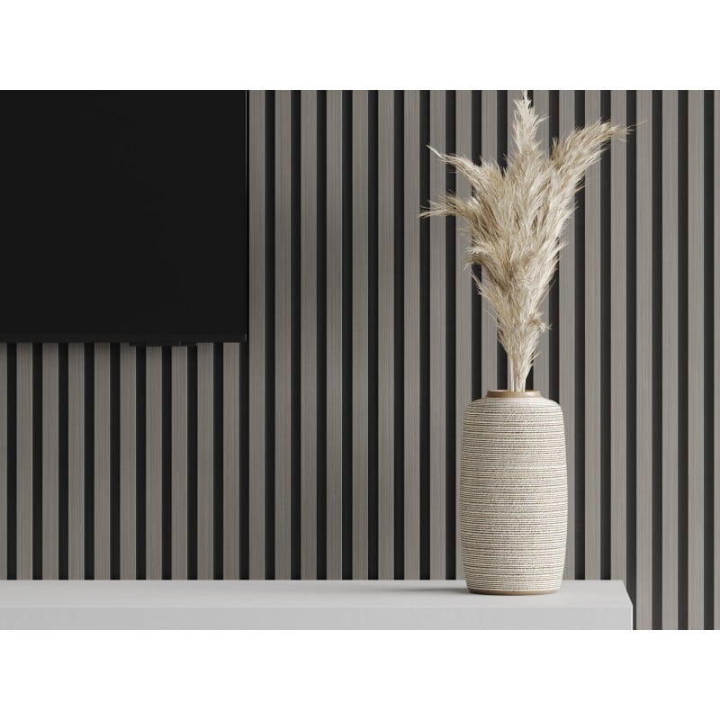 Mexen Lam-B Wandpaneele 275 x 30 cm, 4 mm HDF-Platte, technisches Furnier, Stahl-Eiche - S100-275307-3015-006