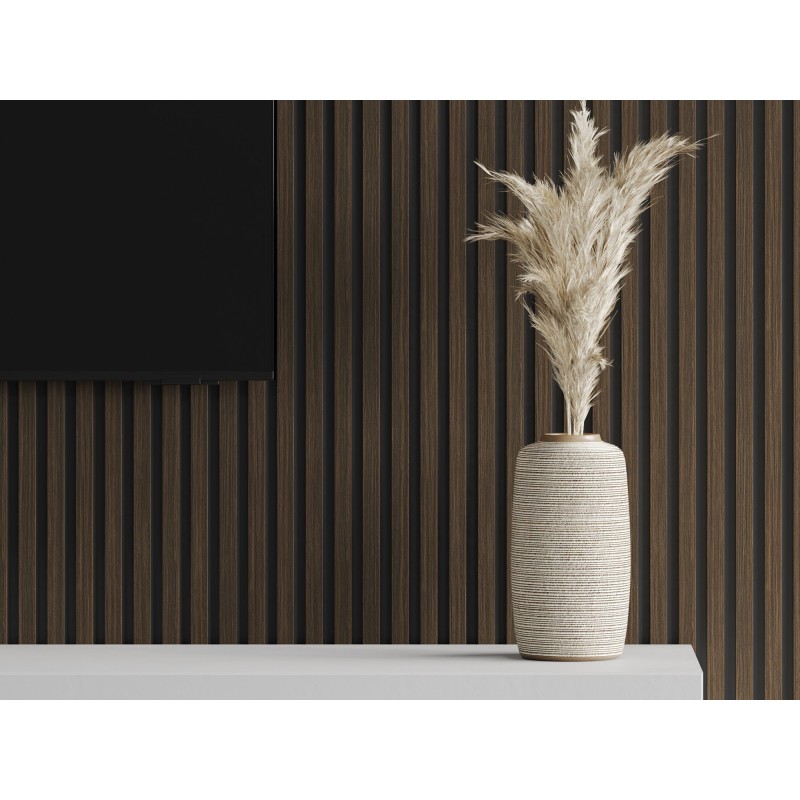 Mexen Lam-B Wandlamellen 275 x 30 cm, HDF-Platte 4 mm, technisches Furnier, Gebrannte Walnuss - S100-275307-3015-024