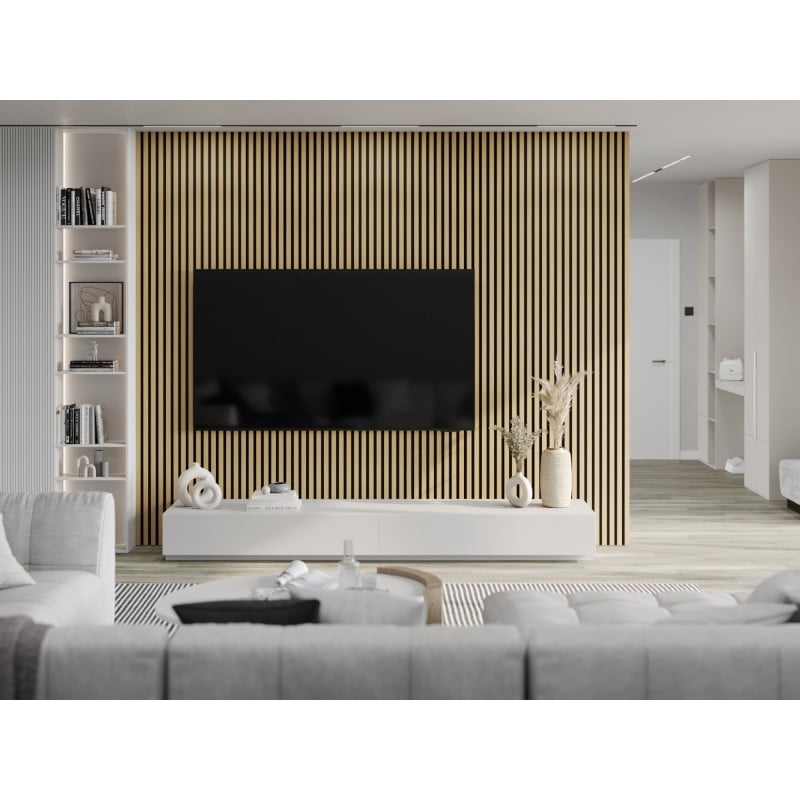 Mexen Lam-F schallabsorbierende Wandpaneele 275 x 30 cm, Filz 8 mm, technisches Furnier, Goldene Eiche - S105-275307-3015-003