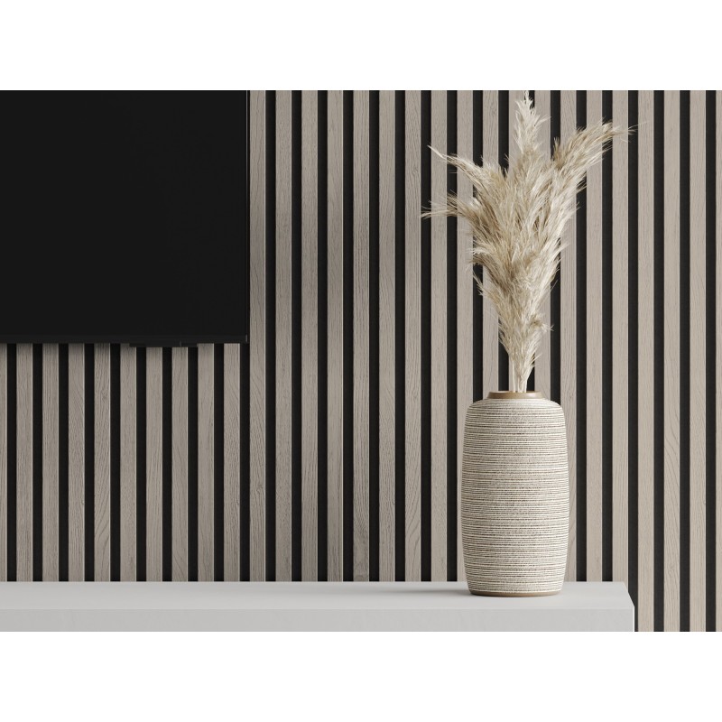 Mexen Lam-F schallabsorbierende Wandpaneele 275 x 30 cm, 8 mm Filz, technisches Furnier, Graueiche - S105-275307-3015-005
