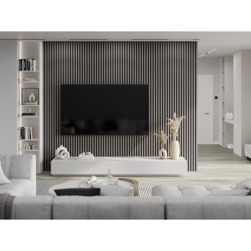 Mexen Lam-F akustische Wandlamellen 275 x 30 cm, Filz 8 mm, technisches Furnier, Stahl-Eiche - S105-275307-3015-006