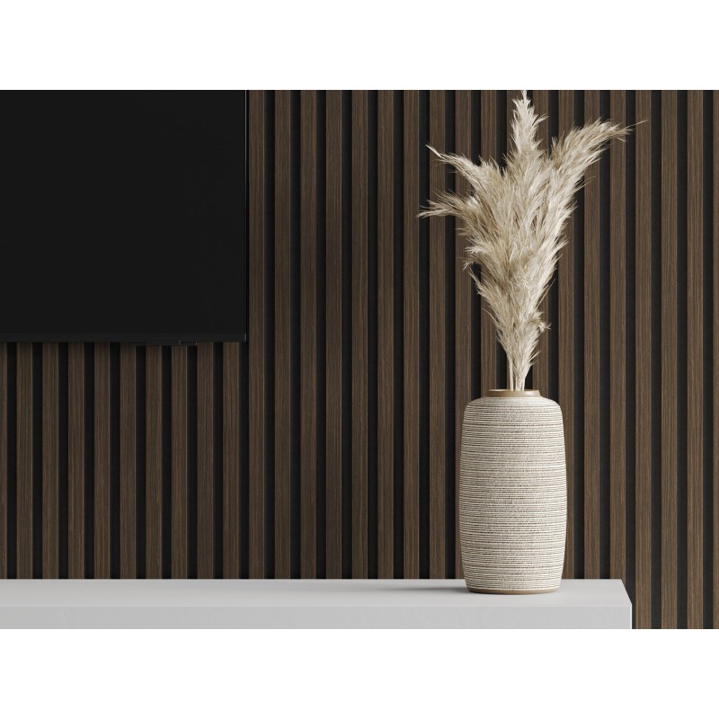 Mexen Lam-F Akustikwandlamellen 275 x 30 cm, Filz 8 mm, technisches Furnier, Gebrannter Nussbaum - S105-275307-3015-024