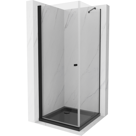 Mexen Pretoria Duschkabine 100 x 100 cm, transparent, schwarz + Flat Duschwanne, schwarz - 852-100-100-70-00-4070B