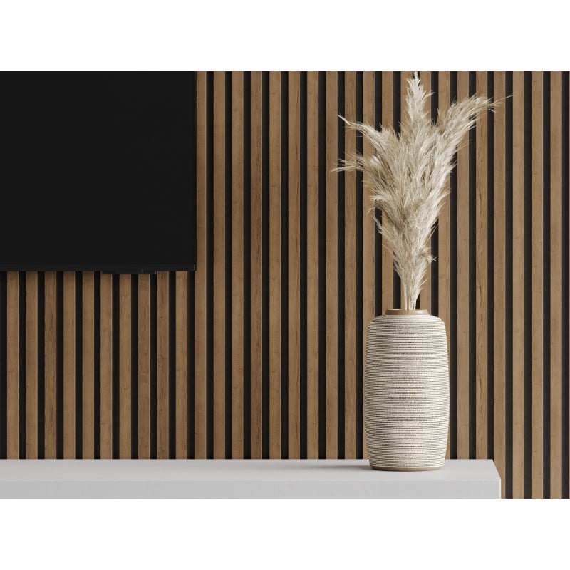 Mexen Lam-F akustische Wandpaneele 275 x 31,5 cm, Filz 6 mm, Mocca Eiche - S105-275317-2812-074