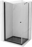 Mexen Pretoria Duschkabine schwenkbar 100 x 110 cm, transparent, schwarz + Flat Duschwanne, schwarz - 852-100-110-70-00-4070B