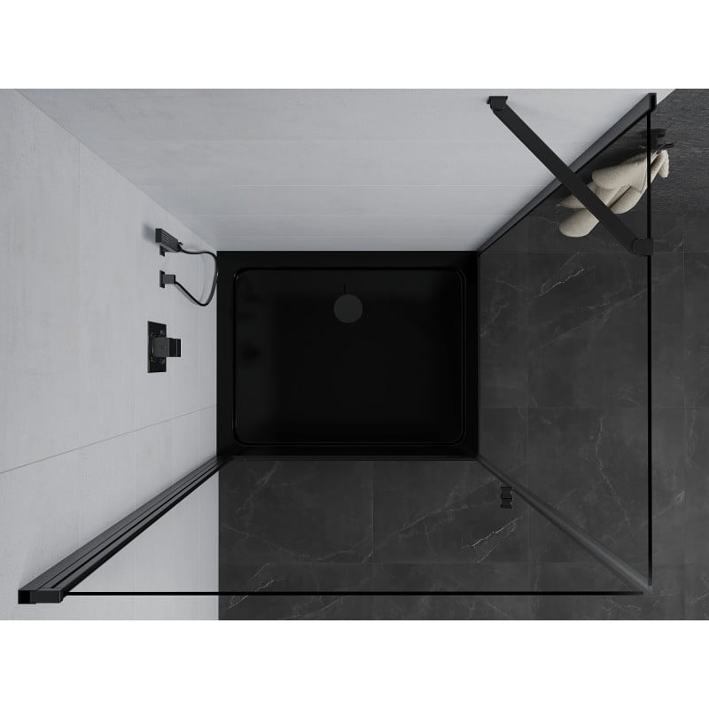 Mexen Pretoria Duschkabine Klappbar 100 x 120 cm, transparent, schwarz + Duschtasse Flat, schwarz - 852-100-120-70-00-4070B