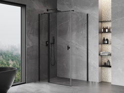 Mexen Mist T Duschkabine, schwenkbar, 90 x 80 cm, transparent, schwarz - 8A4T-090-080-70-00