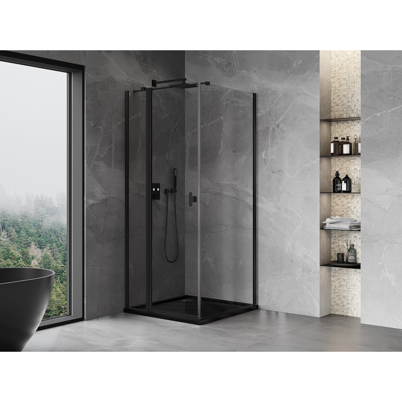 Mexen Mist T Duschkabine schwenkbar 90 x 90 cm, transparent, schwarz - 8A4T-090-090-70-00