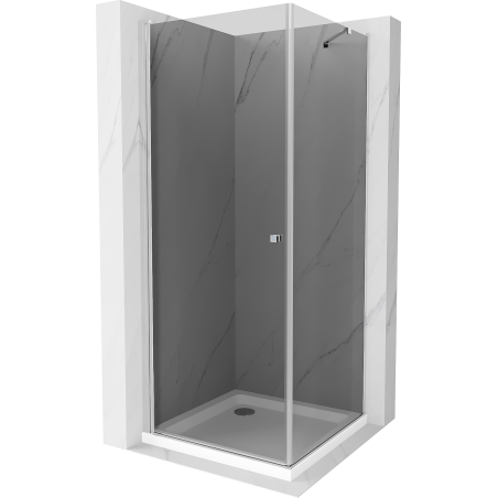 Mexen Pretoria Duschkabine 70 x 70 cm, Grafit, Chrom + Duschtasse Flat - 852-070-070-01-40-4010