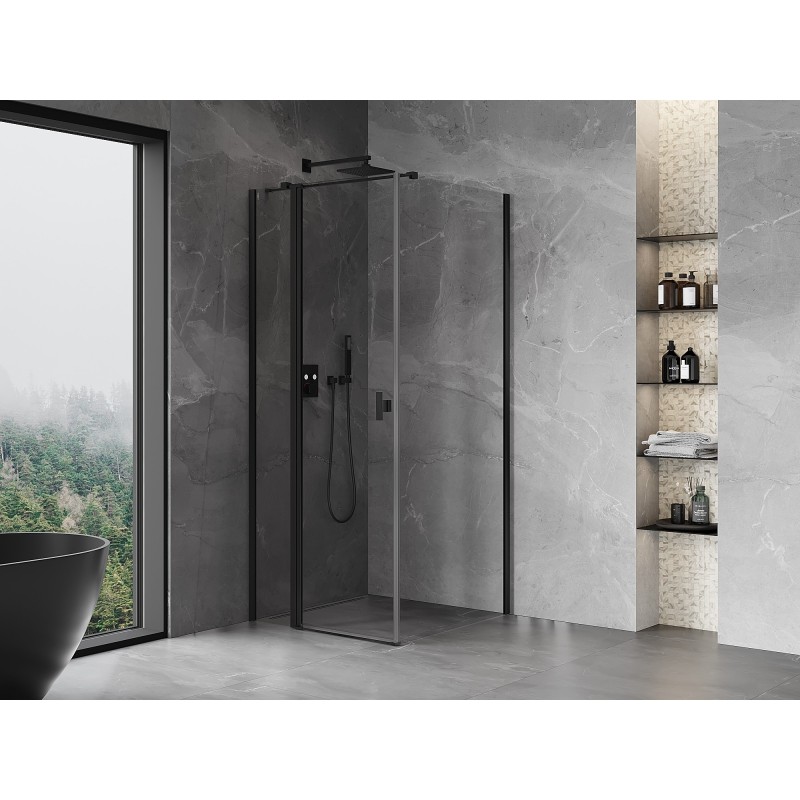 Mexen Mist T Duschkabine schwenkbar 110 x 110 cm, transparent, schwarz - 8A4T-110-110-70-00