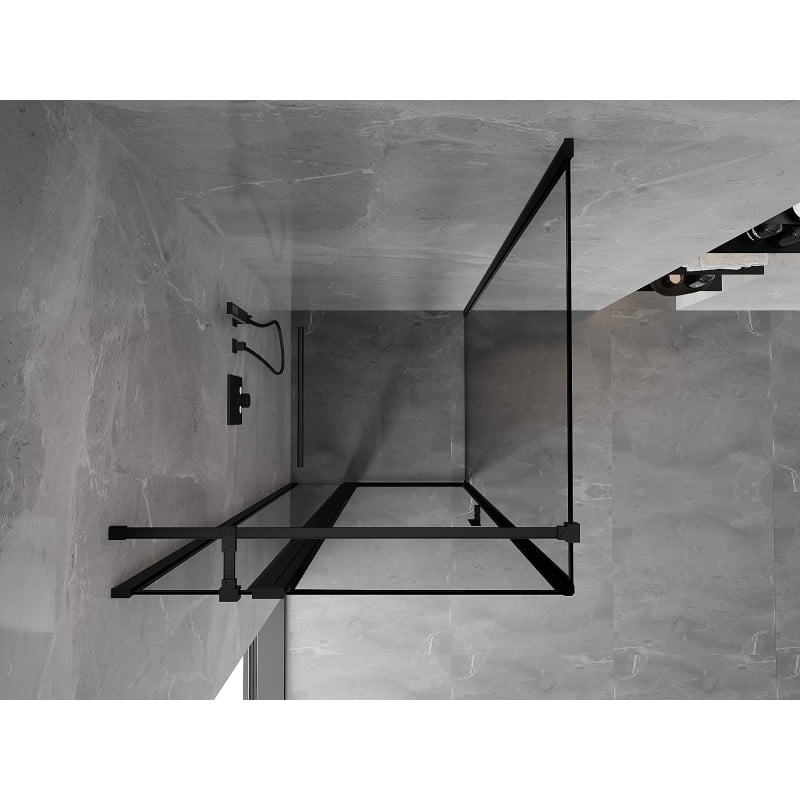 Mexen Mist T Duschkabine, schwenkbar, links 70 x 70 cm, schwarzer Rahmen, schwarz - 8A4T-070-070-70-70-L